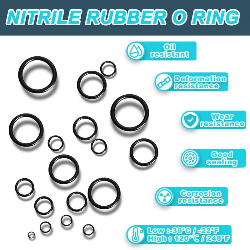 Keze 1040 Pcs O Ring Kit 21 Size Universal Nitrile Rubber O Ring Assortment Set for Automotive Vehicle Repair Faucet Plumbing Air or Gas Sealing Connections Resist Oil and Heat - Image 5